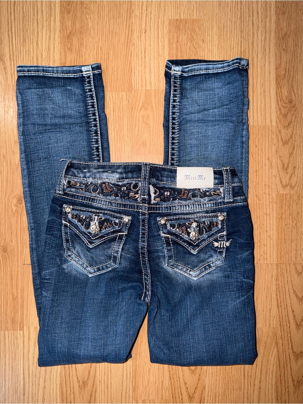 Miss Me Embellished Dark Blue Girls Jeans